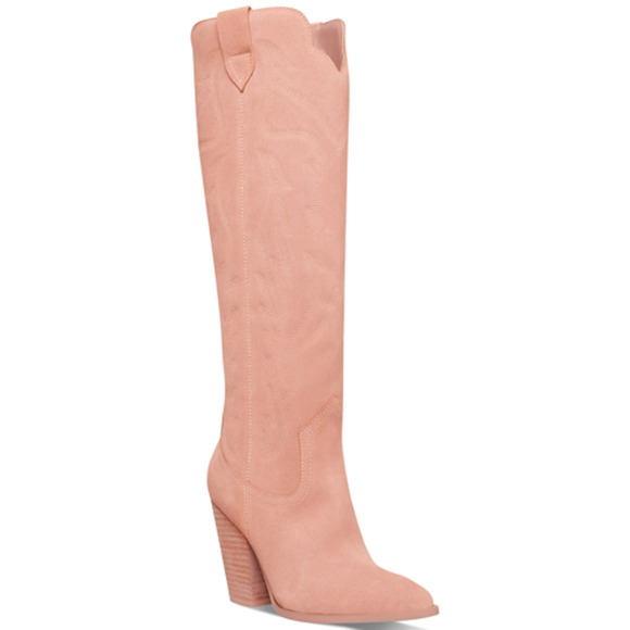 Steve Madden WOMEN'S SuedeTESSY TALL WESTERN BOOTS IN PINK SUEDE size 6